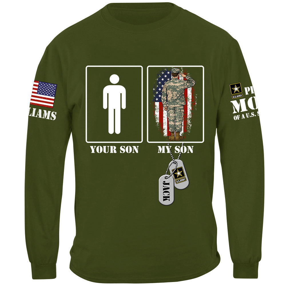 Your Son My Son Custom Shirt For Proud Mom Dad Family of US Soldier Military Graduate Families Shirt H2511 Trna