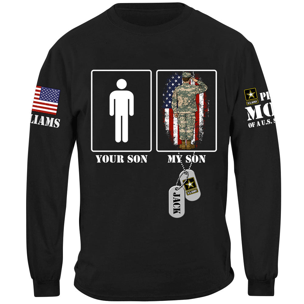 Your Son My Son Custom Shirt For Proud Mom Dad Family of US Soldier Military Graduate Families Shirt H2511 Trna