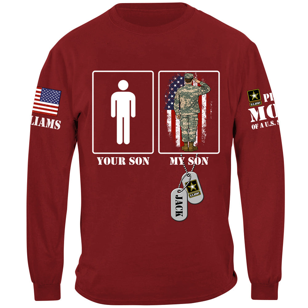 Your Son My Son Custom Shirt For Proud Mom Dad Family of US Soldier Military Graduate Families Shirt H2511 Trna
