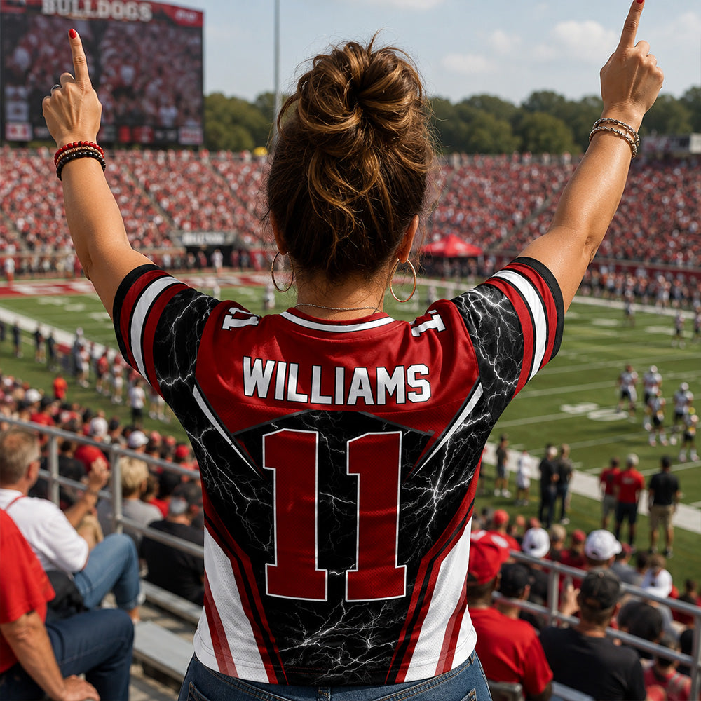 Personalized American Football Mom Football Jersey, I’ll Always Be Your Biggest Fan, Custom Player Name & Number All Over Print Game Day Shirt for Mom Grandma Family T24