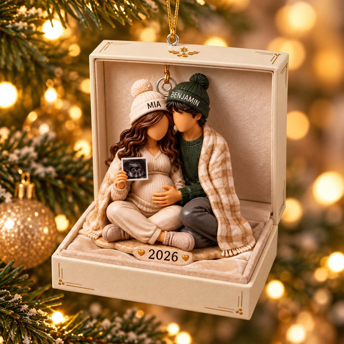 Personalized Pregnancy Christmas Acrylic Ornament, Expecting Parents Baby Keepsake Pt99 