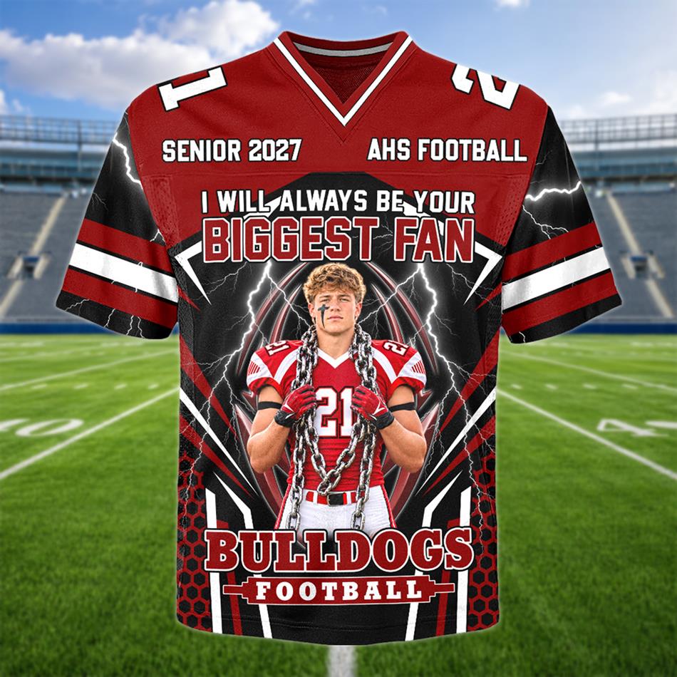Custom Photo I Will Always Be Your Biggest Fan Personalized All Over Print Football Jersey For Football Mom Dad Sport Family H2511 Trna