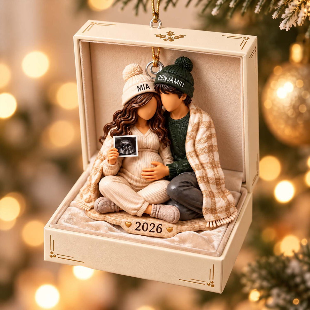 Personalized Pregnancy Christmas Acrylic Ornament, Expecting Parents Baby Keepsake Pt99 