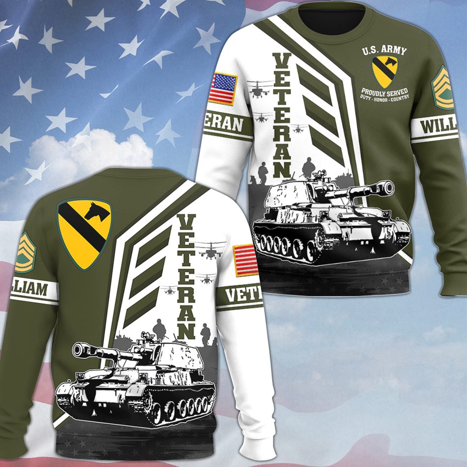 Personalized Proudly Served Veteran All Over Print Shirt, Veteran Hoodie Gift for Dad, Grandpa H2511 Trna