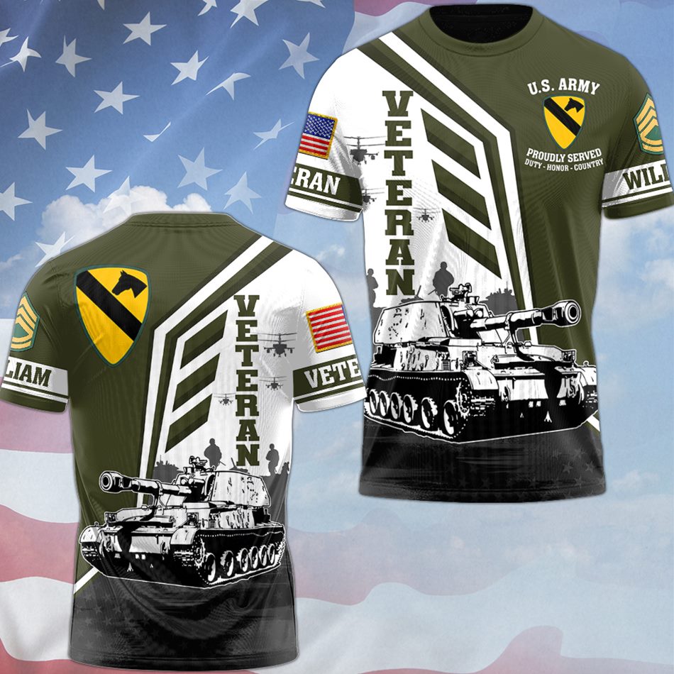 Personalized Proudly Served Veteran All Over Print Shirt, Veteran Hoodie Gift for Dad, Grandpa H2511 Trna