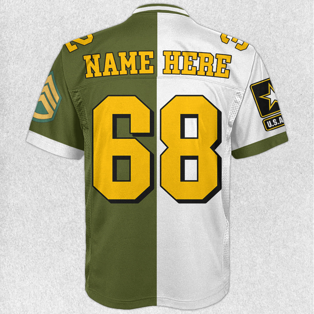Custom All Branches Of Service Football Jersey Shirt For Military Veteran Dad Grandpa H2511