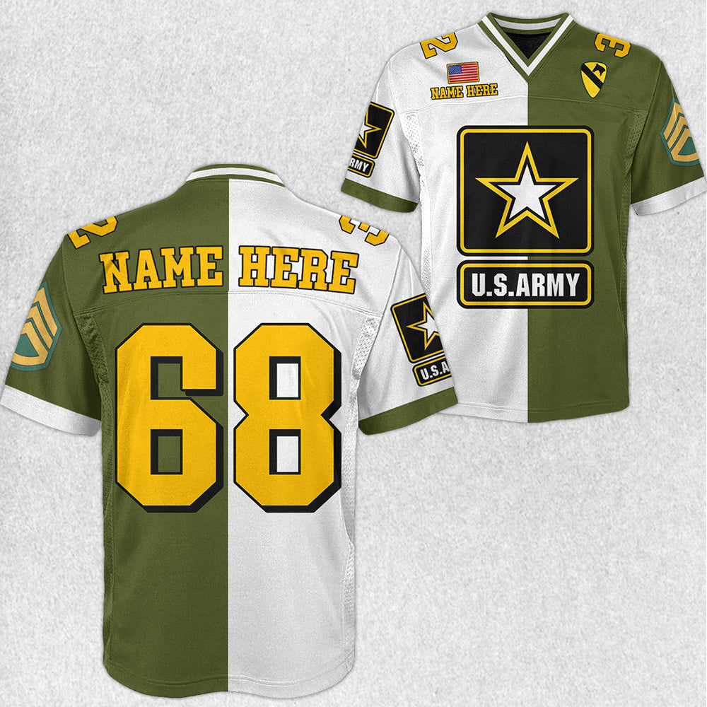 Custom All Branches Of Service Football Jersey Shirt For Military Veteran Dad Grandpa H2511