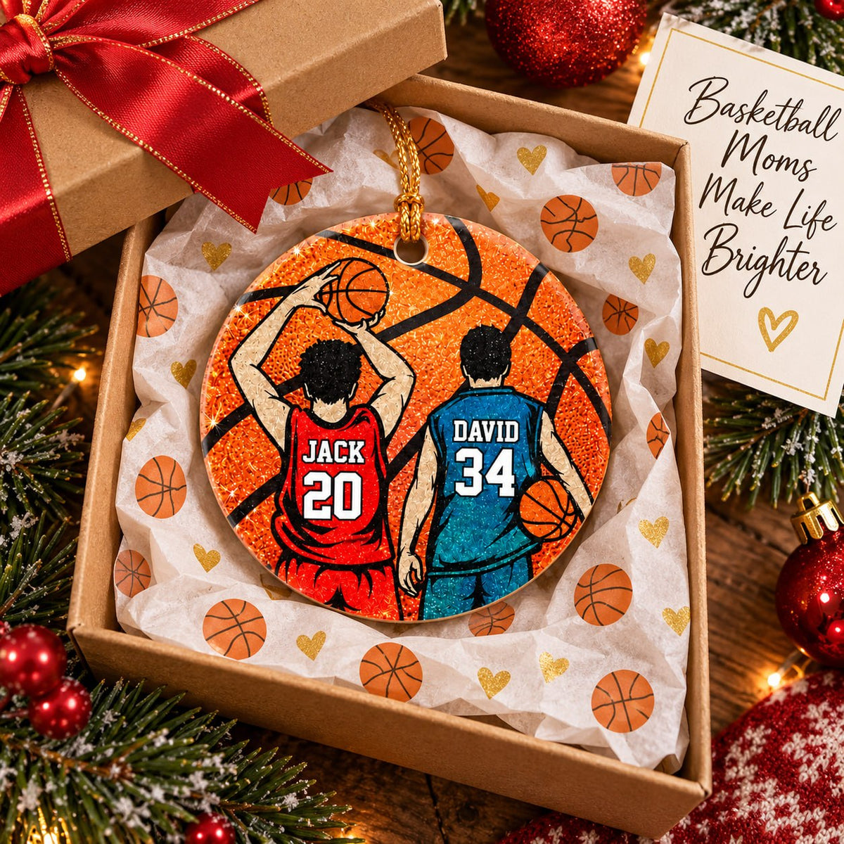 Personalized Basketball Christmas Ornament, Custom Player Gift, Basketball Lovers Gift T1807 T24