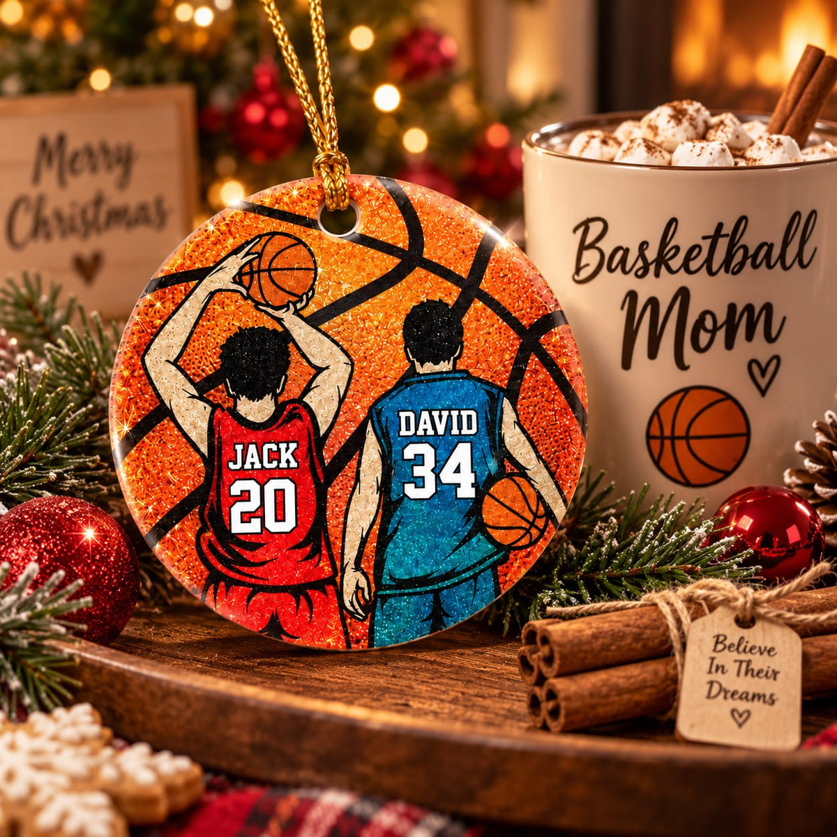 Personalized Basketball Christmas Ornament, Custom Player Gift, Basketball Lovers Gift T1807 T24