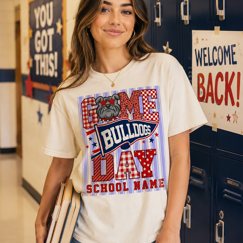 Custom School Name Mascot Striped, Back To Shool Shirt L0411 Hv01