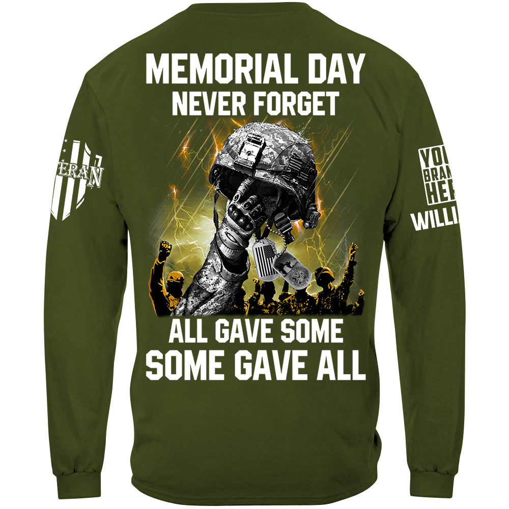 Memorial Day Never Forget All Gave Some Some Gave All Custom Shirt For Veteran Memorial Day Veteran Day Gift H2511