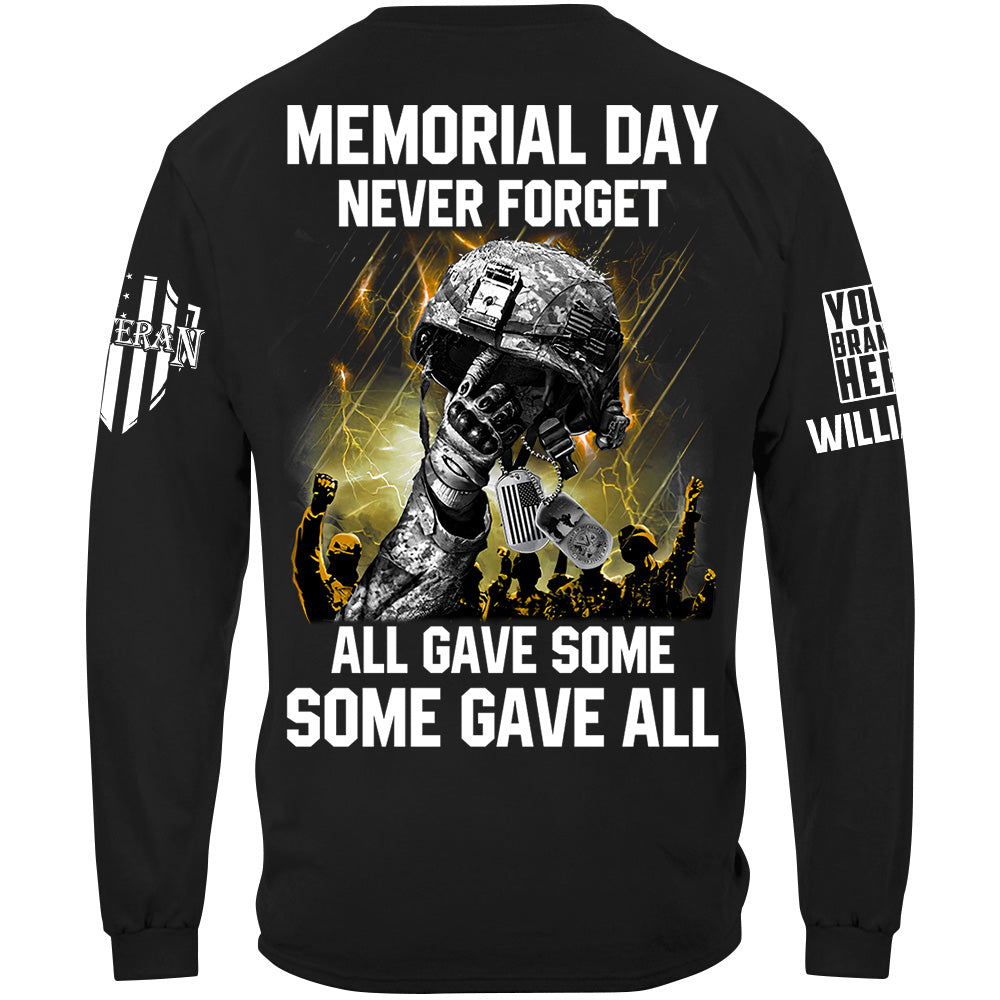 Memorial Day Never Forget All Gave Some Some Gave All Custom Shirt For Veteran Memorial Day Veteran Day Gift H2511