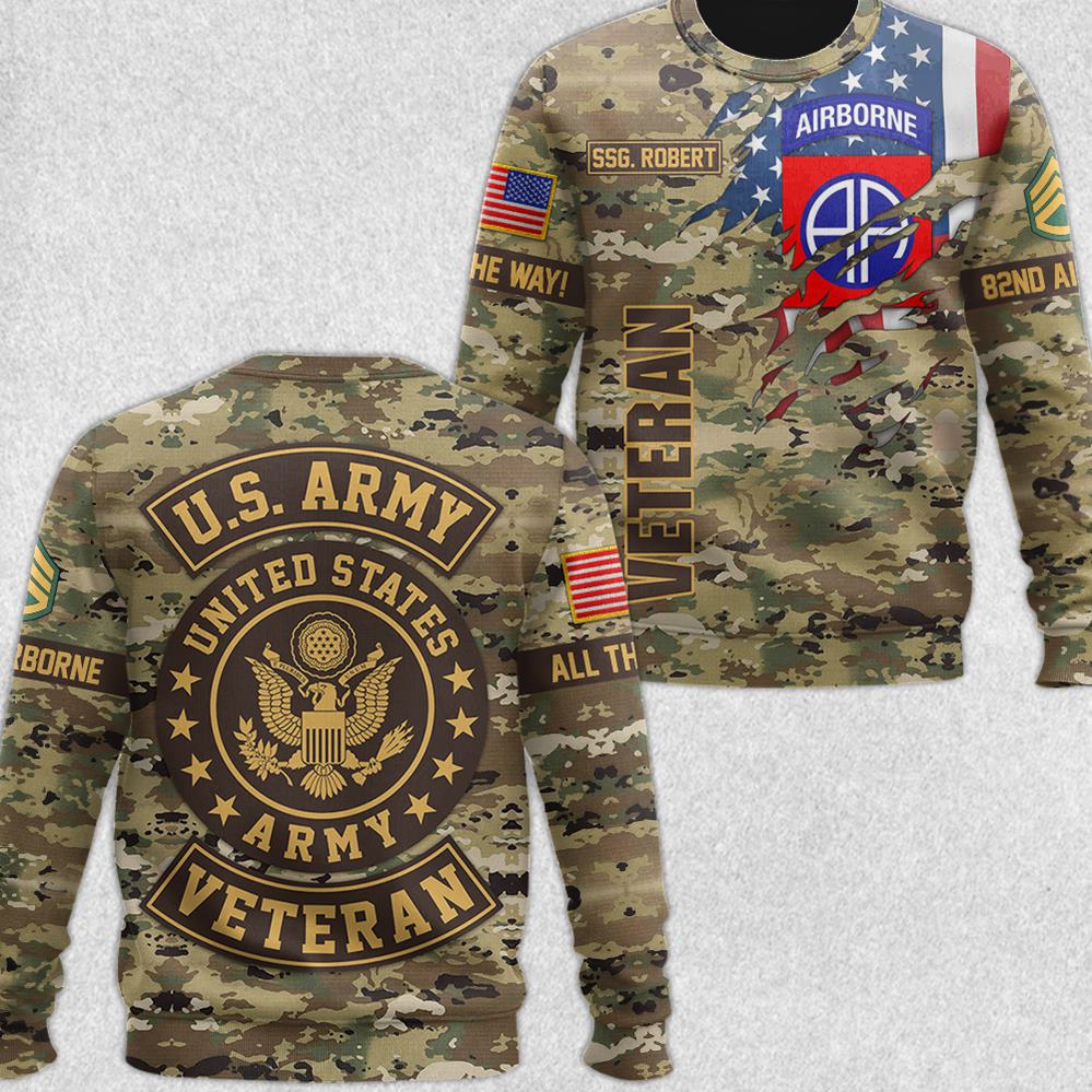 US Veteran Custom Hoodie Proud Served In U.S Military Division Personalized All Over Print Shirt Veterans Day Gift H2511