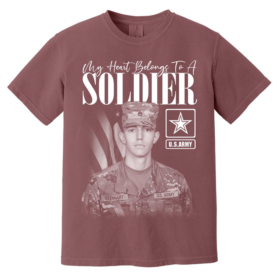 My Heart Belongs To A Soldier Custom Washed Tee Retro Bootleg Shirt For Military Family Day Training Graduate Family Member Shirt H2511 Trna
