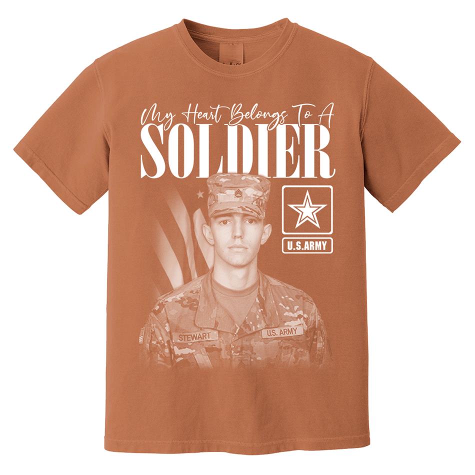 My Heart Belongs To A Soldier Custom Washed Tee Retro Bootleg Shirt For Military Family Day Training Graduate Family Member Shirt H2511 Trna