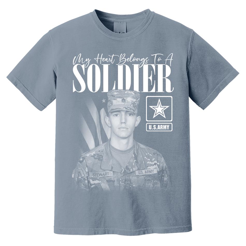 My Heart Belongs To A Soldier Custom Washed Tee Retro Bootleg Shirt For Military Family Day Training Graduate Family Member Shirt H2511 Trna