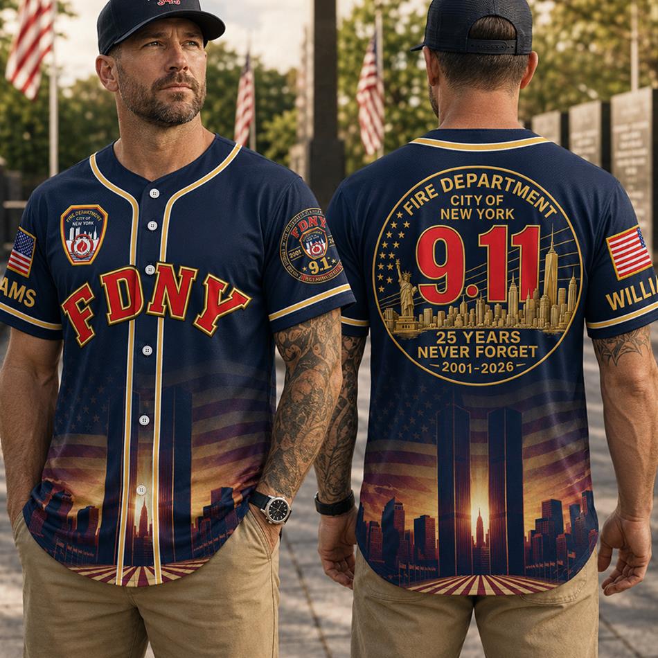 Fire Department NY Never Forget 25 Years Anniversary The Bravest 2001-2026 Baseball Jersey 9-11 Memorial Jersey For Firefighter H2511 Trna 