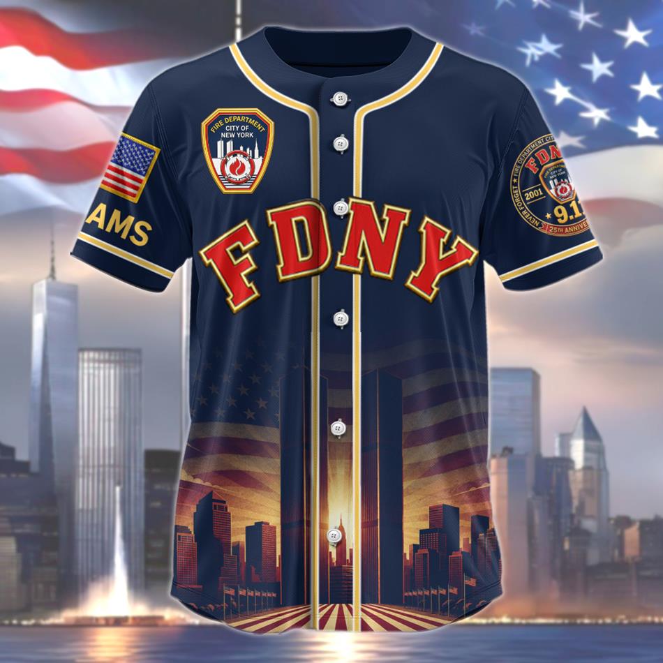 Fire Department NY Never Forget 25 Years Anniversary The Bravest 2001-2026 Baseball Jersey 9-11 Memorial Jersey For Firefighter H2511 Trna 