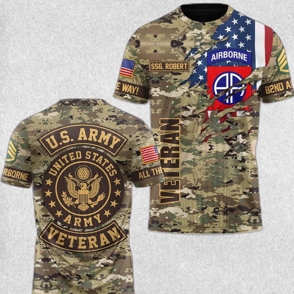 US Veteran Custom Hoodie Proud Served In U.S Military Division Personalized All Over Print Shirt Veterans Day Gift H2511