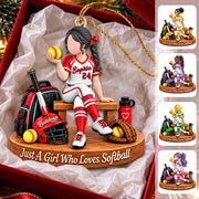 Just A Girl Who Loves Softball, Personalized Softball Ornament, Custom Player Name Gift, Gift For Softball Players Softball Lover MI209 Nh00