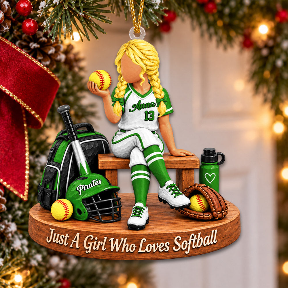 Just A Girl Who Loves Softball, Personalized Softball Ornament, Custom Player Name Gift, Gift For Softball Players Softball Lover MI209 Nh00