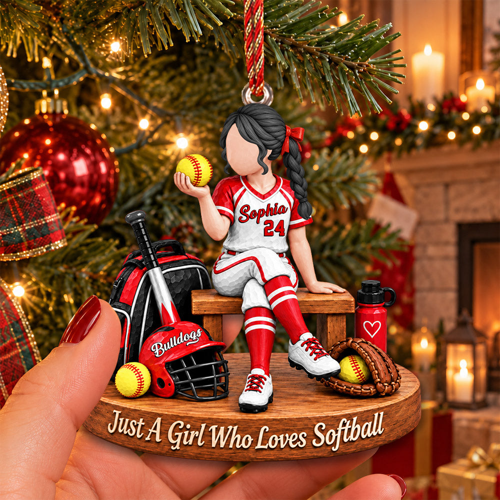 Just A Girl Who Loves Softball, Personalized Softball Ornament, Custom Player Name Gift, Gift For Softball Players Softball Lover MI209 Nh00