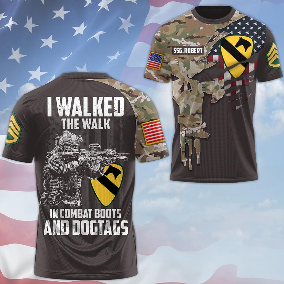 Skull Camouflage I Walked The Walk In Combat Boots And Dogtags All Over Print Shirt For Veteran Custom Division Soldier Art Hoodie H2511 Trna