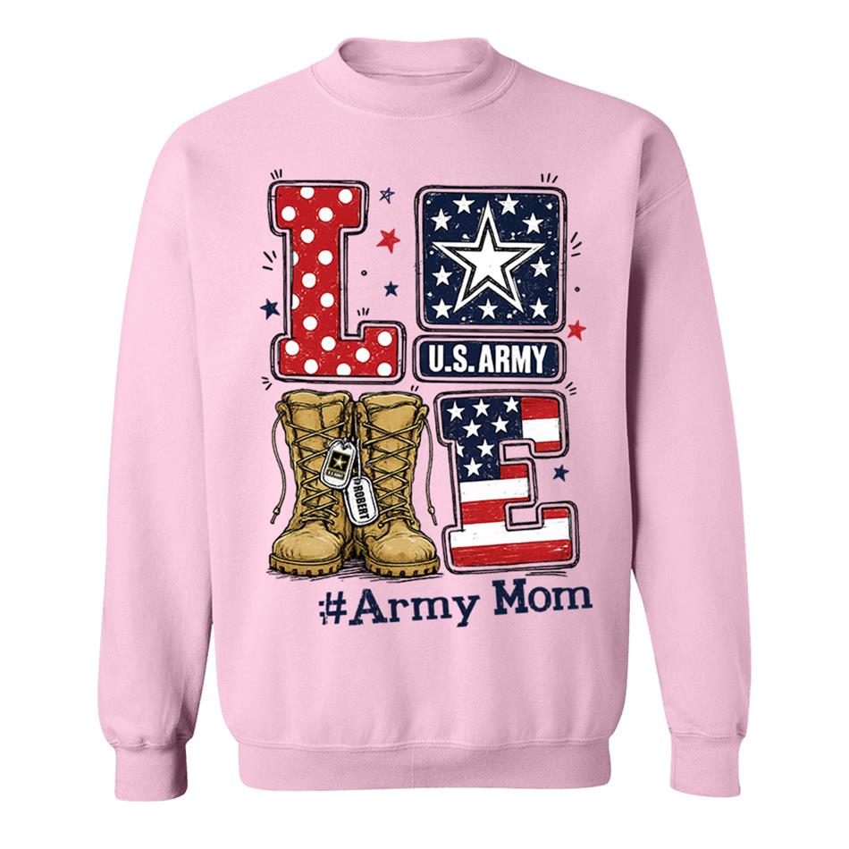 Love Army Mom Combat Boots Custom Shirt For Proud Military Mom Sister Wife Grandma 4Th July Shirt H2511 Trna