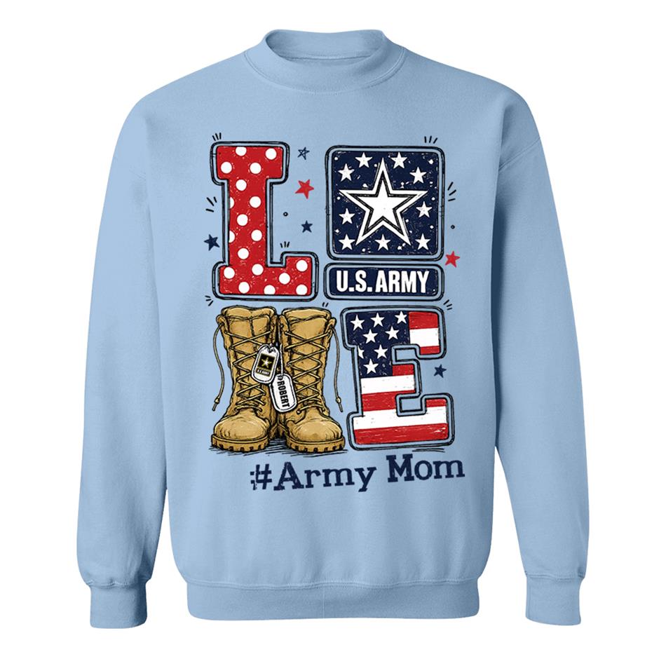 Love Army Mom Combat Boots Custom Shirt For Proud Military Mom Sister Wife Grandma 4Th July Shirt H2511 Trna