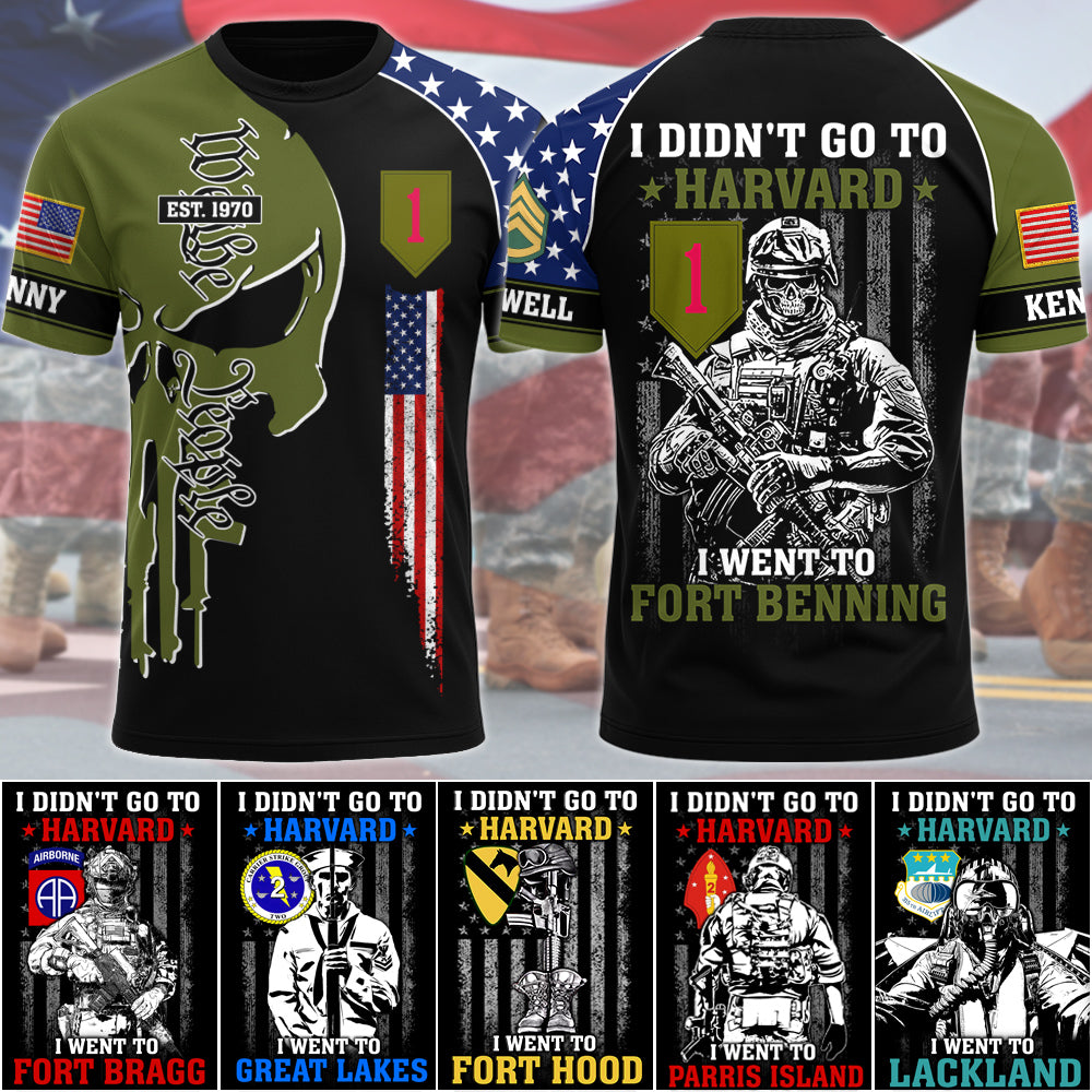 I Didn't Go To Harvard I Went To Fort Benning Vr2 Custom Military Base Division All Over Print Shirt For Veteran Veterans Day Gift H2511 Trna