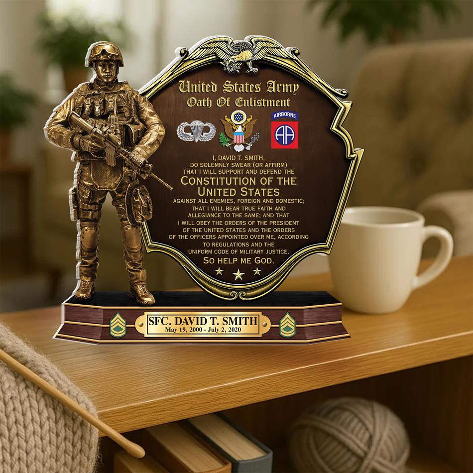 Veteran Oath Of Enlistment Personalized Acrylic Block Plaque Veteran Custom All Military Branches Acrylic Plaque, Gift For Veterans H2511 Trna