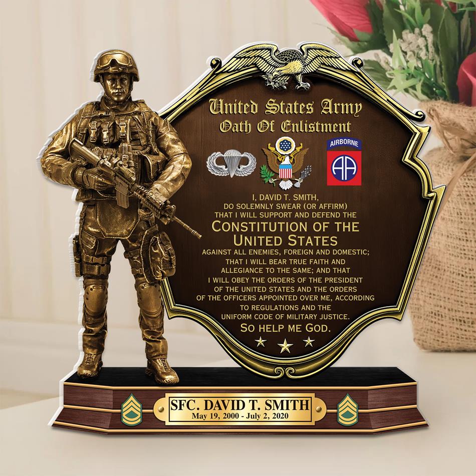 Veteran Oath Of Enlistment Personalized Acrylic Block Plaque Veteran Custom All Military Branches Acrylic Plaque, Gift For Veterans H2511 Trna