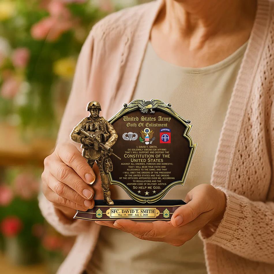 Veteran Oath Of Enlistment Personalized Acrylic Block Plaque Veteran Custom All Military Branches Acrylic Plaque, Gift For Veterans H2511 Trna