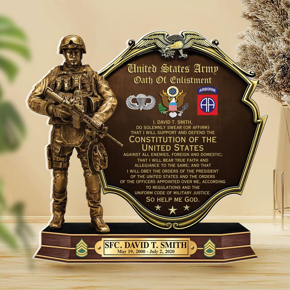 Veteran Oath Of Enlistment Personalized Acrylic Block Plaque Veteran Custom All Military Branches Acrylic Plaque, Gift For Veterans H2511 Trna