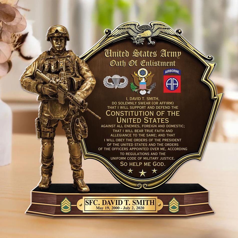 Veteran Oath Of Enlistment Personalized Acrylic Block Plaque Veteran Custom All Military Branches Acrylic Plaque, Gift For Veterans H2511 Trna