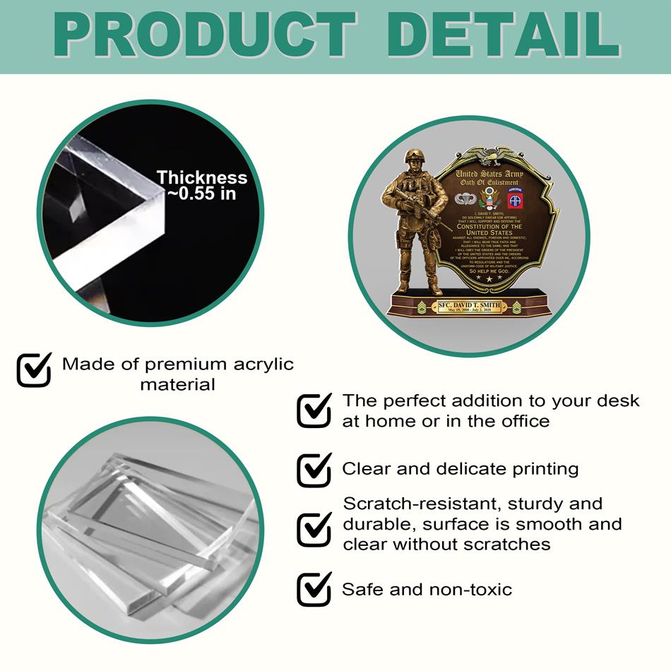 Veteran Oath Of Enlistment Personalized Acrylic Block Plaque Veteran Custom All Military Branches Acrylic Plaque, Gift For Veterans H2511 Trna