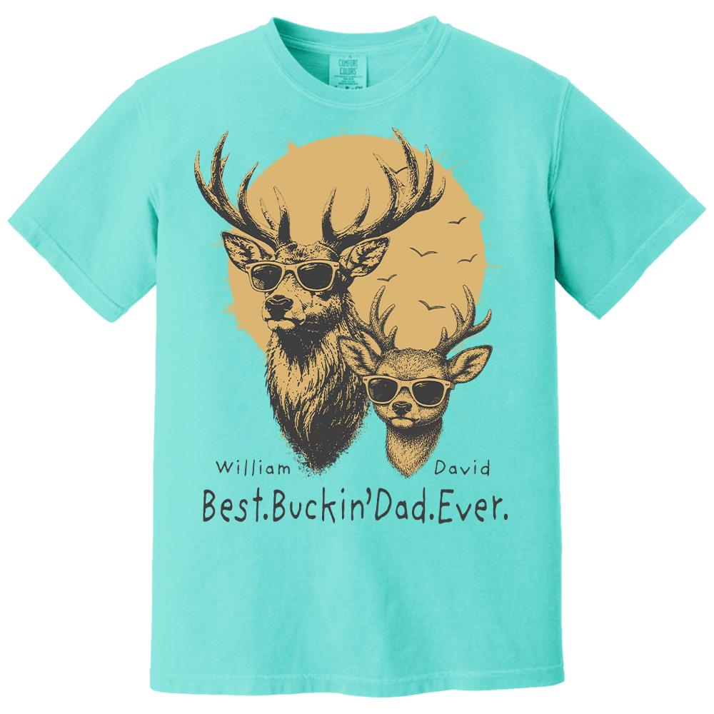 Personalized Best Buckin' Dad Ever T-Shirt Father Day Gifts for Dad Funny Papa Tshirt Cool Daddy Hunting Tee Vr2 Hv01