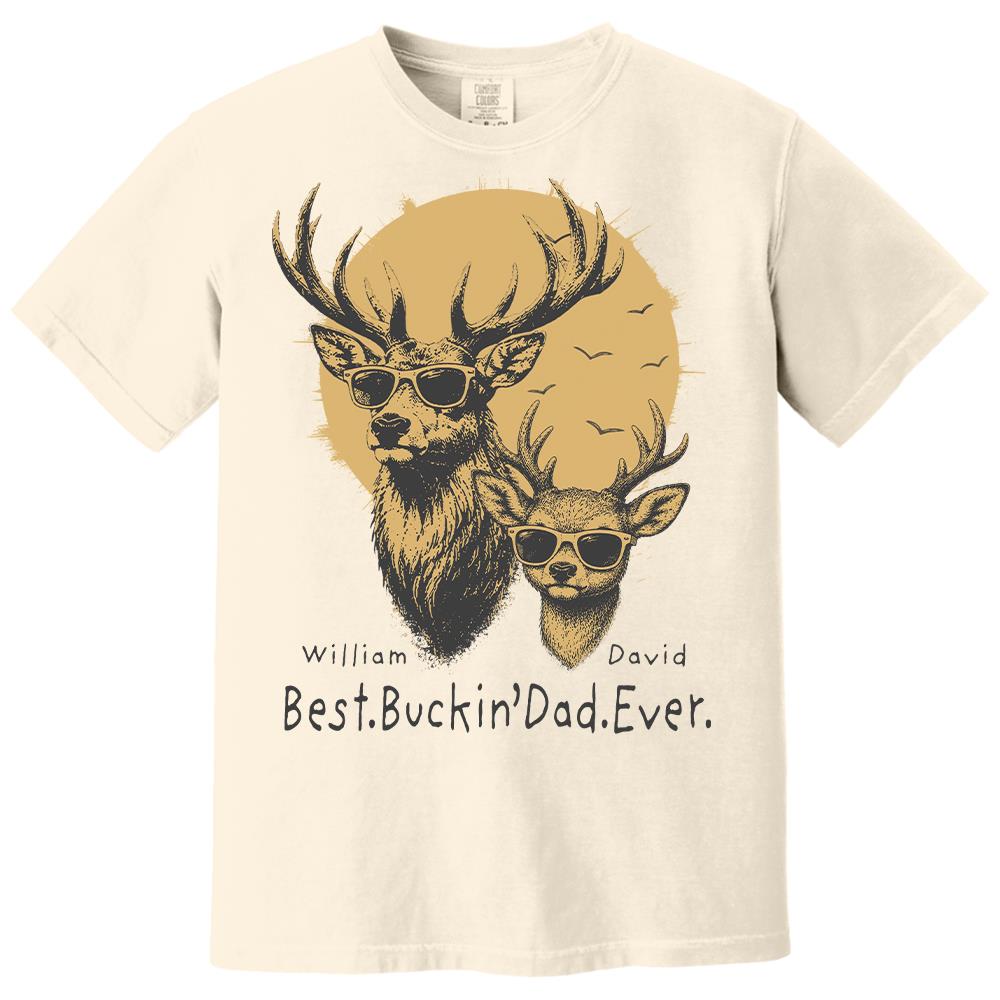 Personalized Best Buckin' Dad Ever T-Shirt Father Day Gifts for Dad Funny Papa Tshirt Cool Daddy Hunting Tee Vr2 Hv01