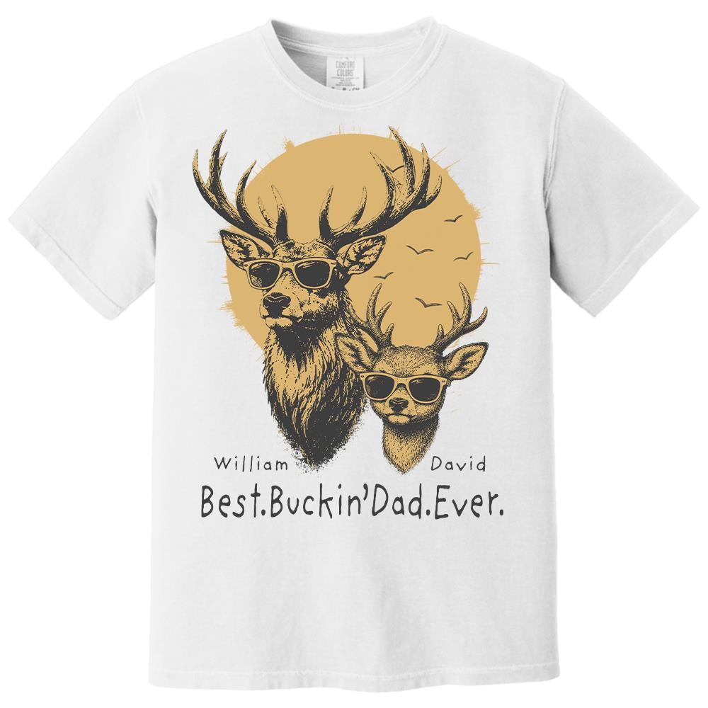 Personalized Best Buckin' Dad Ever T-Shirt Father Day Gifts for Dad Funny Papa Tshirt Cool Daddy Hunting Tee Vr2 Hv01