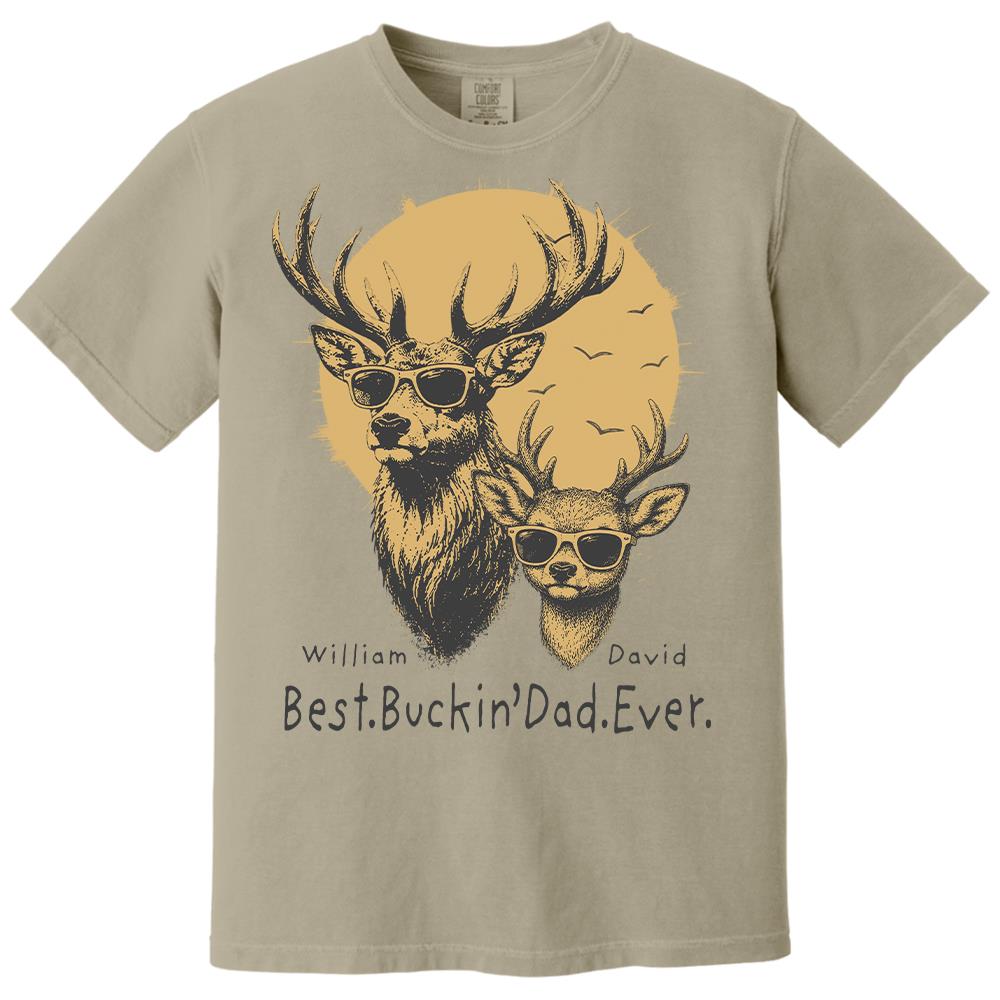 Personalized Best Buckin' Dad Ever T-Shirt Father Day Gifts for Dad Funny Papa Tshirt Cool Daddy Hunting Tee Vr2 Hv01