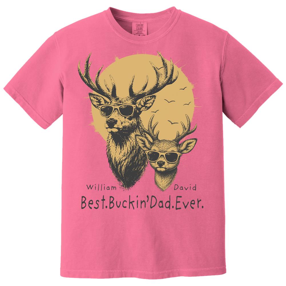 Personalized Best Buckin' Dad Ever T-Shirt Father Day Gifts for Dad Funny Papa Tshirt Cool Daddy Hunting Tee Vr2 Hv01