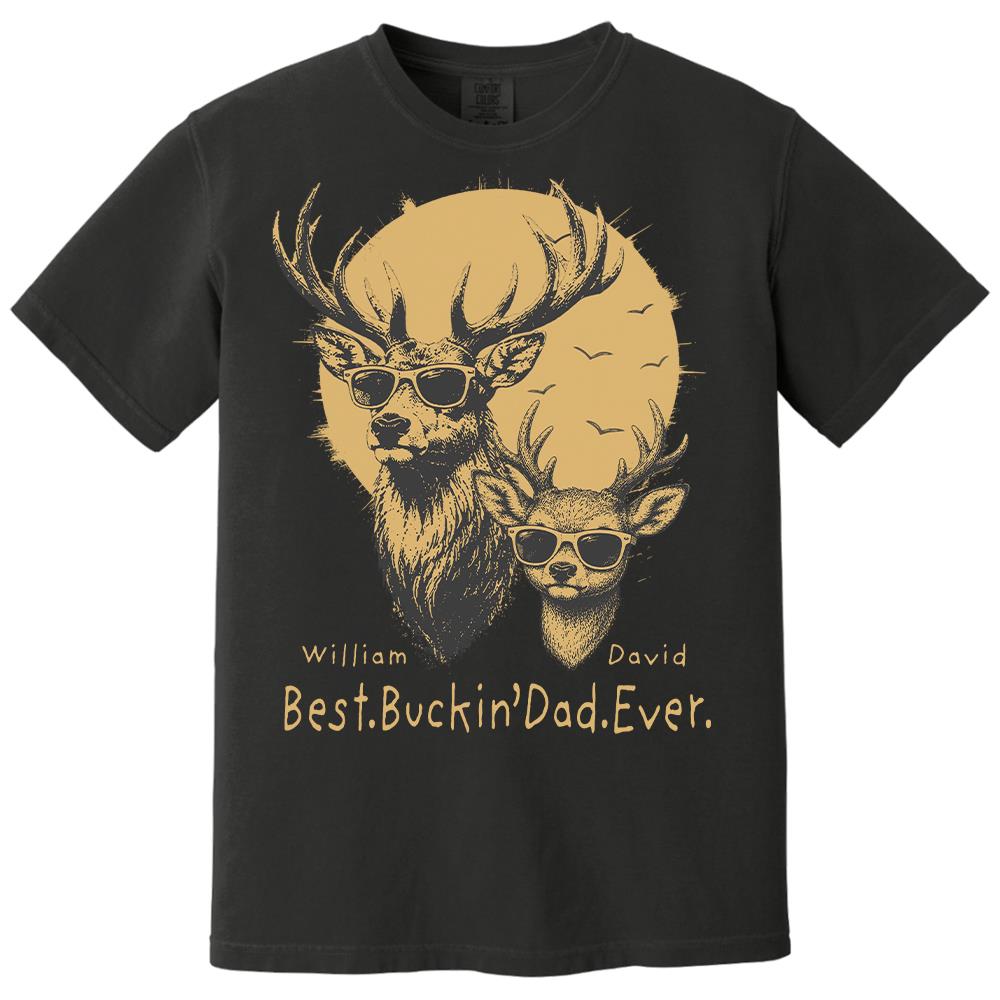 Personalized Best Buckin' Dad Ever T-Shirt Father Day Gifts for Dad Funny Papa Tshirt Cool Daddy Hunting Tee Vr2 Hv01