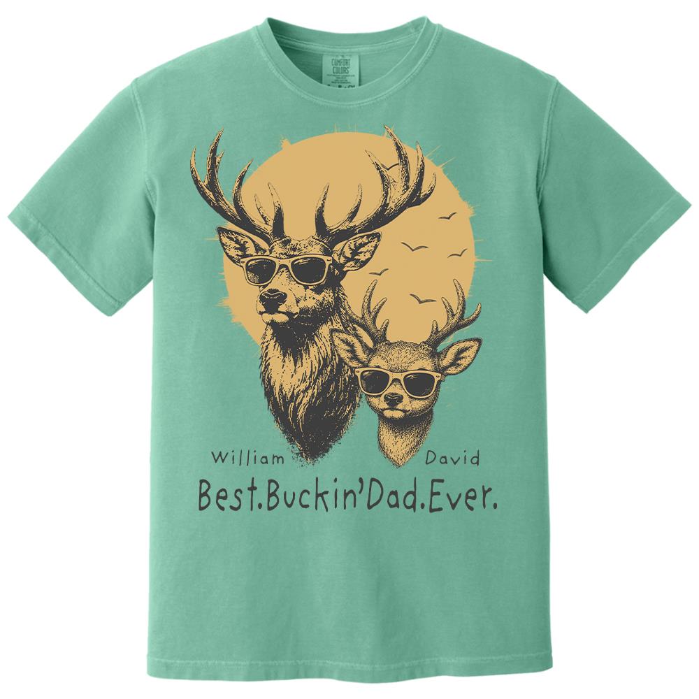 Personalized Best Buckin' Dad Ever T-Shirt Father Day Gifts for Dad Funny Papa Tshirt Cool Daddy Hunting Tee Vr2 Hv01