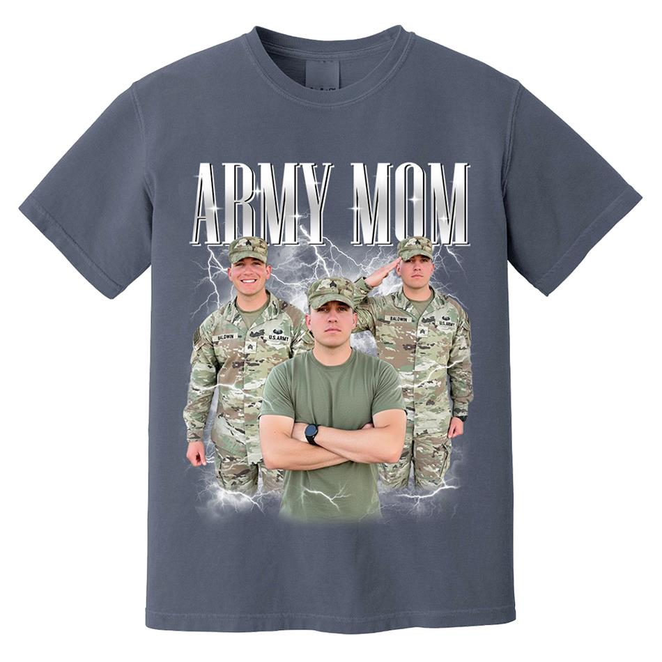 Proud Army Mom Custom Bootleg Shirt 90s Vintage Bootleg Custom Photo Shirt For US Military Family Members H2511