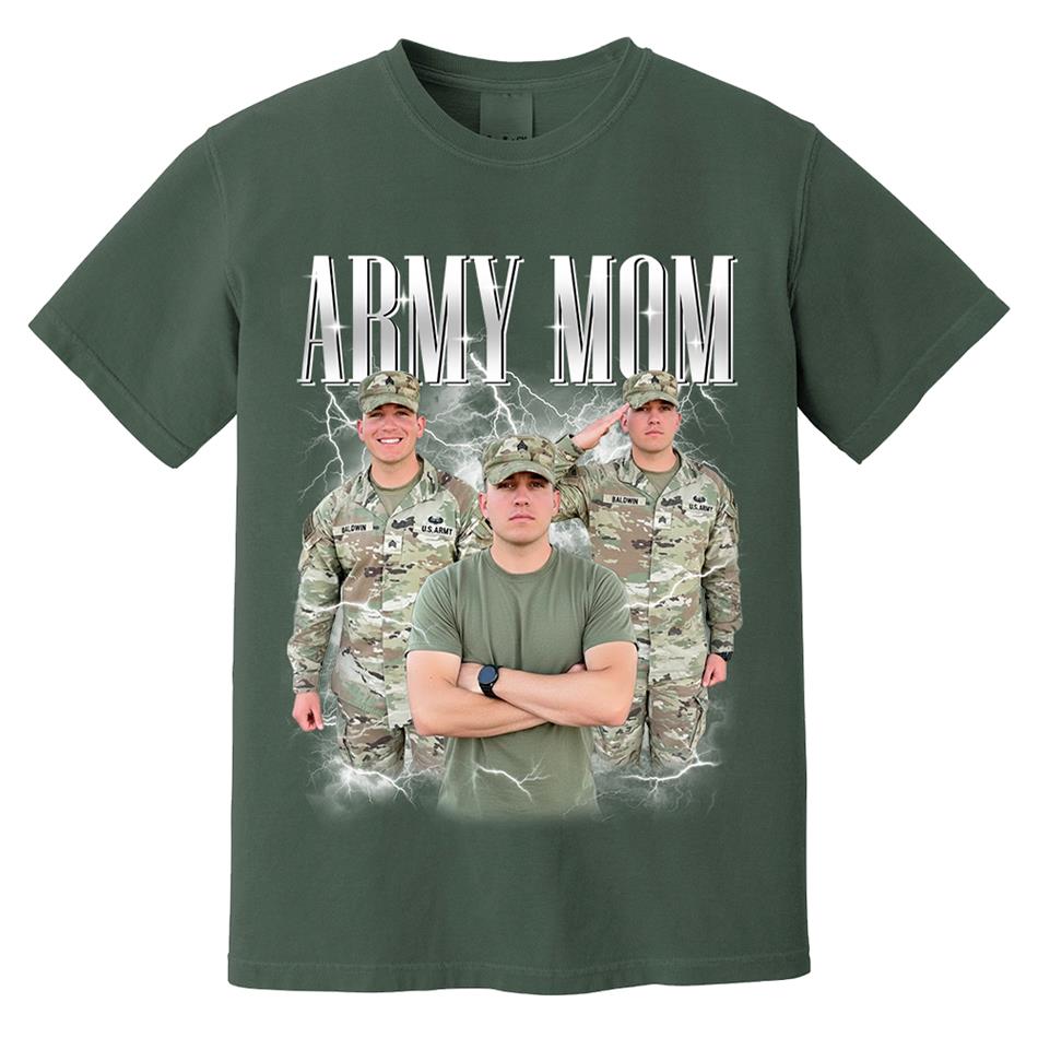 Proud Army Mom Custom Bootleg Shirt 90s Vintage Bootleg Custom Photo Shirt For US Military Family Members H2511