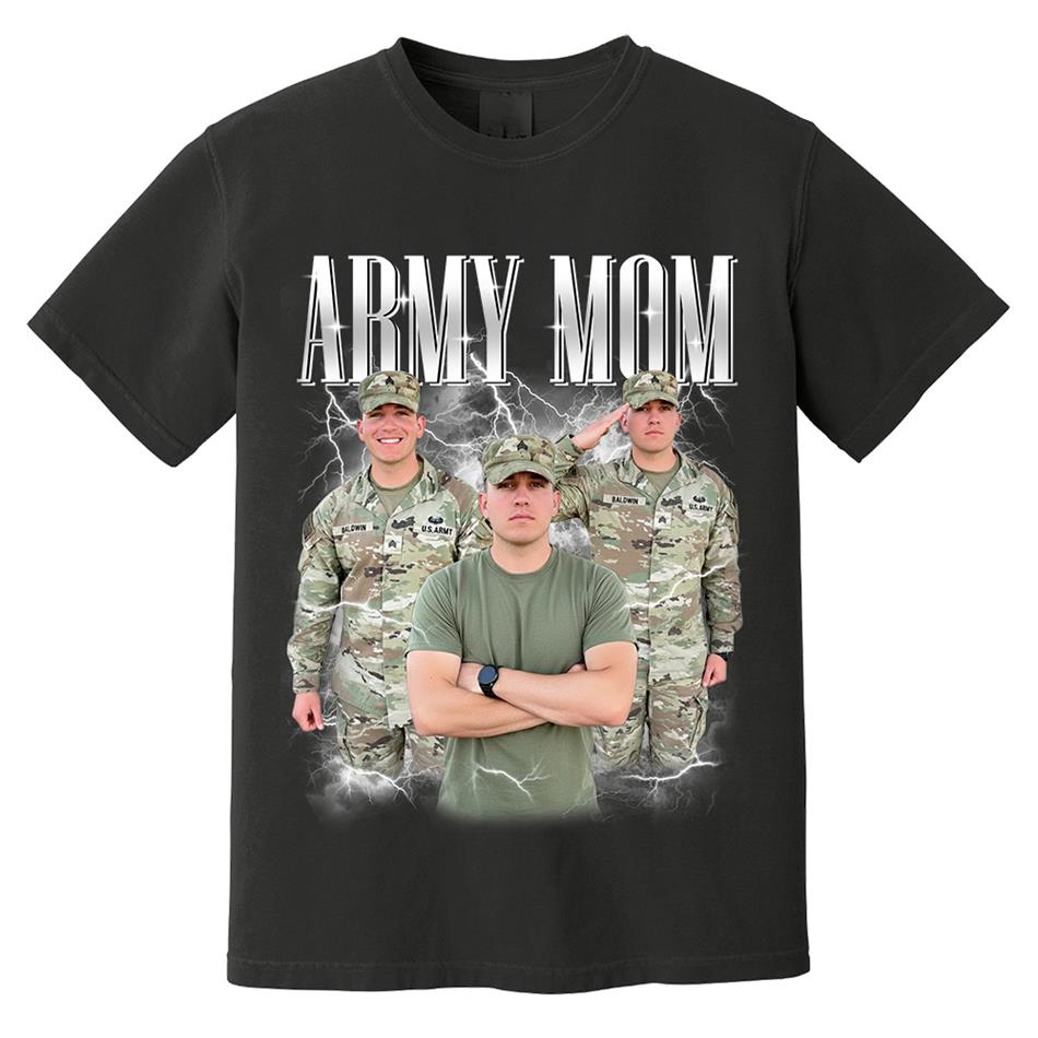 Proud Army Mom Custom Bootleg Shirt 90s Vintage Bootleg Custom Photo Shirt For US Military Family Members H2511