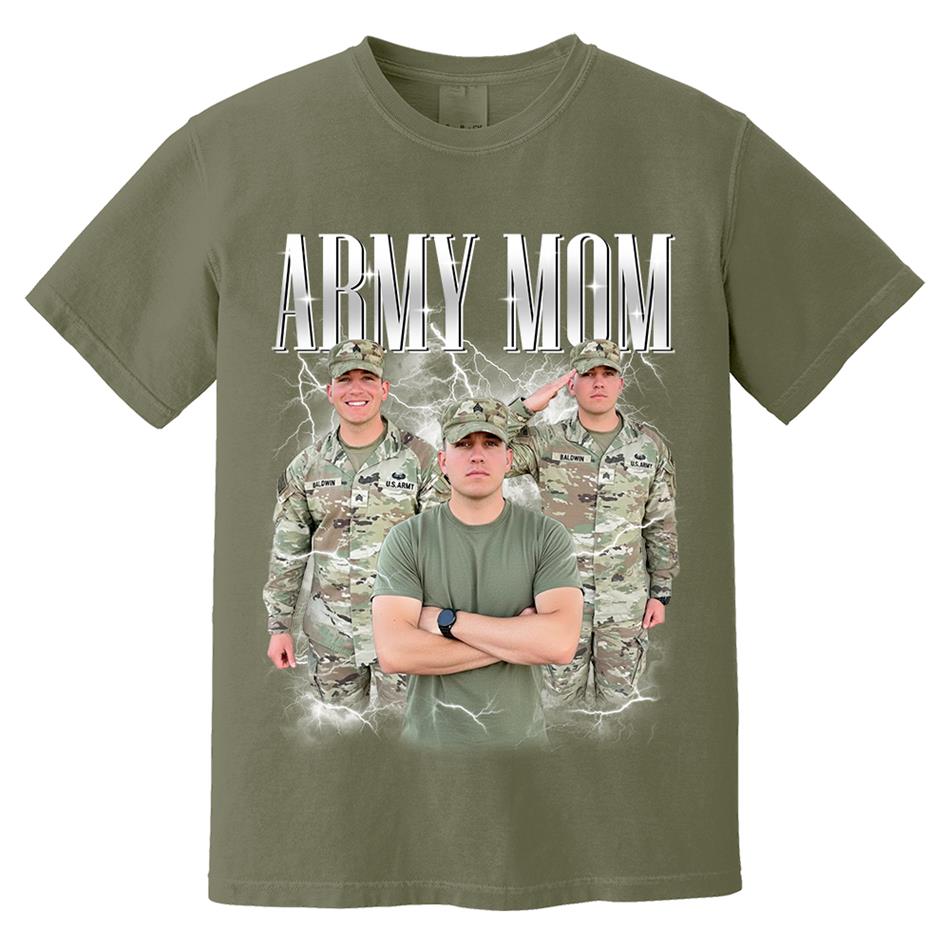 Proud Army Mom Custom Bootleg Shirt 90s Vintage Bootleg Custom Photo Shirt For US Military Family Members H2511