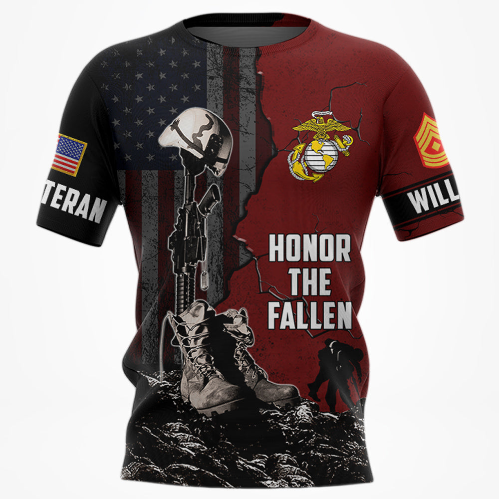 Custom All Branches Honor The Fallen Personalized All Over Print Shirt For Veteran Memorial Day Shirt H2511