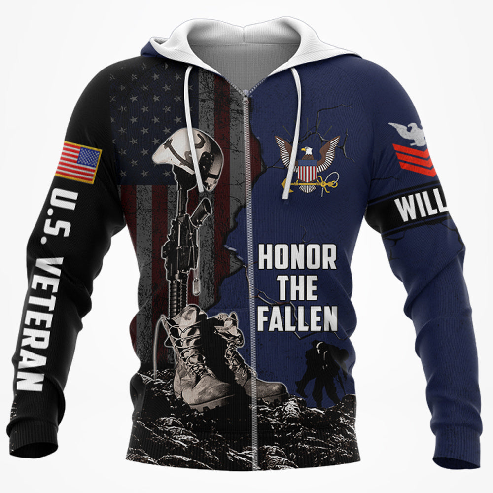 Custom All Branches Honor The Fallen Personalized All Over Print Shirt For Veteran Memorial Day Shirt H2511