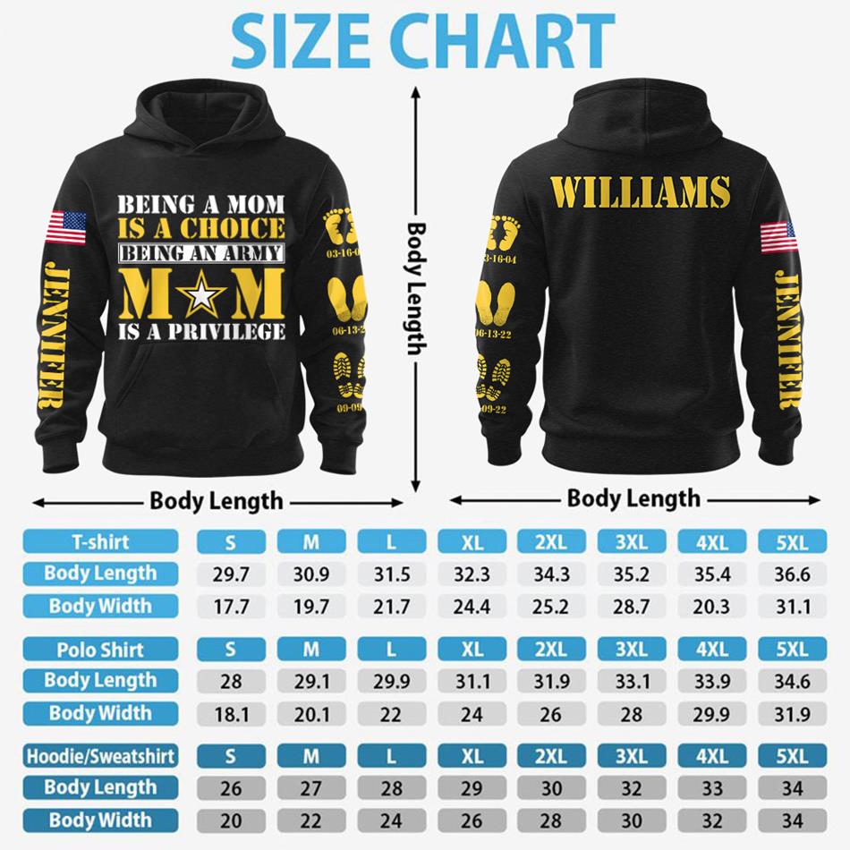 Being A Mom Is A Choice Being An Army Mom Is A Privilege All Over Print Shirt Hoodie Custom Recruit Training Unit Designation Shirt Gift For Military Family Members H2511